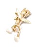 Ruser Freshwater Pearl and Sapphire Cherub with Mallet Pin in Yellow Gold
